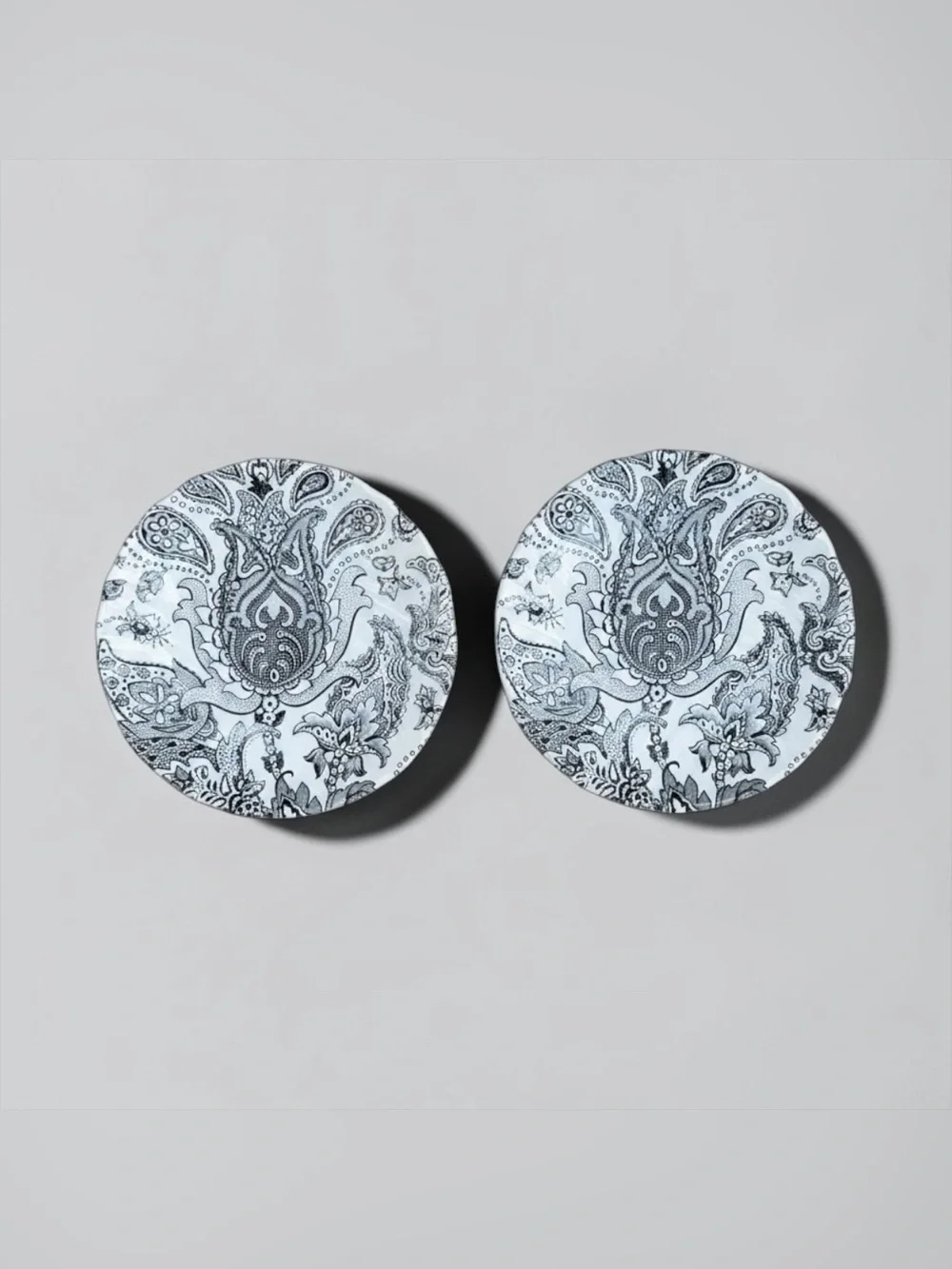 2 X Johnson Brothers Paisley Black and White Bread and Butter Plates
